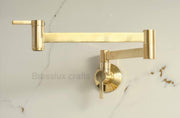 Taous Unlacquered Brass Wall-Mount Pot Filler Faucet – Lever Handles