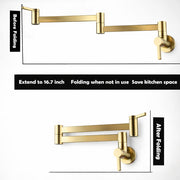 Taous Unlacquered Brass Wall-Mount Pot Filler Faucet – Lever Handles