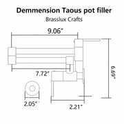 Taous Unlacquered Brass Wall-Mount Pot Filler Faucet – Lever Handles