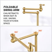 Deck-Mount Unlacquered Brass Pot Filler Faucet – Double-Handle