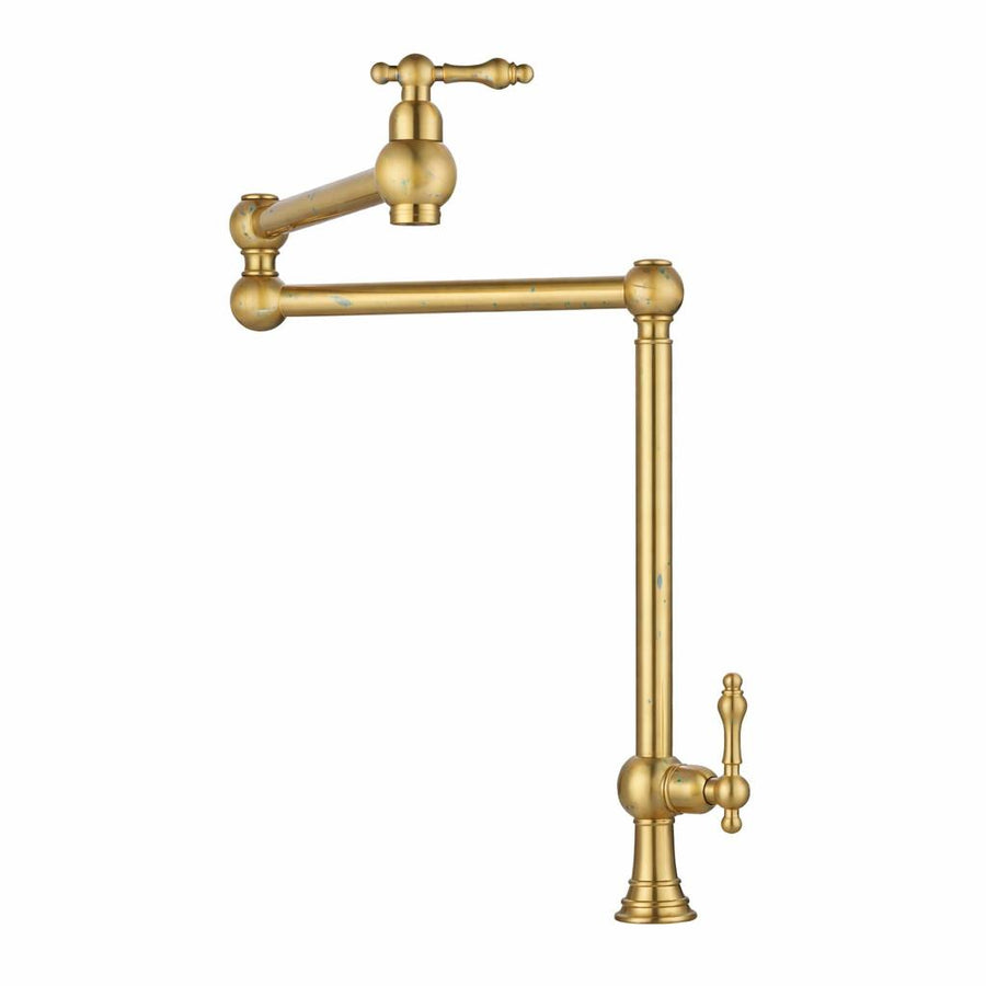 Deck-Mount Unlacquered Brass Pot Filler Faucet – Double-Handle