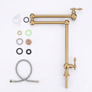 Deck-Mount Unlacquered Brass Pot Filler Faucet – Double-Handle