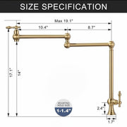 Deck-Mount Unlacquered Brass Pot Filler Faucet – Double-Handle