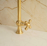 Deck-Mount Unlacquered Brass Pot Filler Faucet – Double-Handle