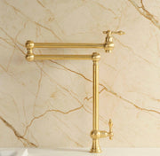 Deck-Mount Unlacquered Brass Pot Filler Faucet – Double-Handle