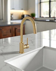 Basin Single-Hole Bar Faucet – Unlacquered Brass, Lever Handle
