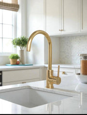 Basin Single-Hole Bar Faucet – Unlacquered Brass, Lever Handle
