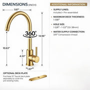 Basin Single-Hole Bar Faucet – Unlacquered Brass, Lever Handle