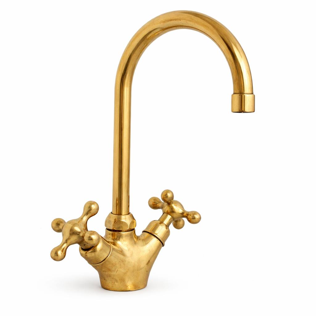 Ohio Single-Hole Bar Faucet – Unlacquered Brass, Cross Handle