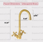 Ohio Single-Hole Bar Faucet – Unlacquered Brass, Cross Handle