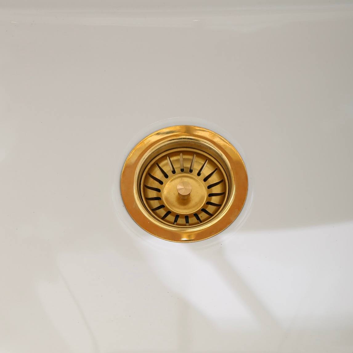 Kitchen Sink Basket Strainer – 3-1/2" - installed in a modern kitchen