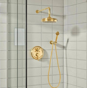 Tracy Unlacquered Brass Shower Head & Handheld Set
