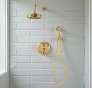 Tracy Unlacquered Brass Shower Head & Handheld Set