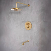 Bano Unlacquered Brass Tub & Shower System with Valve