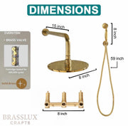 Nova Unlacquered Brass Rainfall Shower System