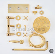Pasadena Unlacquered Brass Shower System – Rainfall & Hand Shower