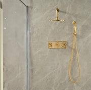 Pasadena Unlacquered Brass Shower System – Rainfall & Hand Shower