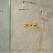 Pasadena Unlacquered Brass Shower System – Rainfall & Hand Shower