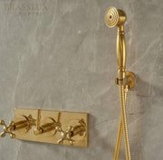 Pasadena Unlacquered Brass Shower System – Rainfall & Hand Shower