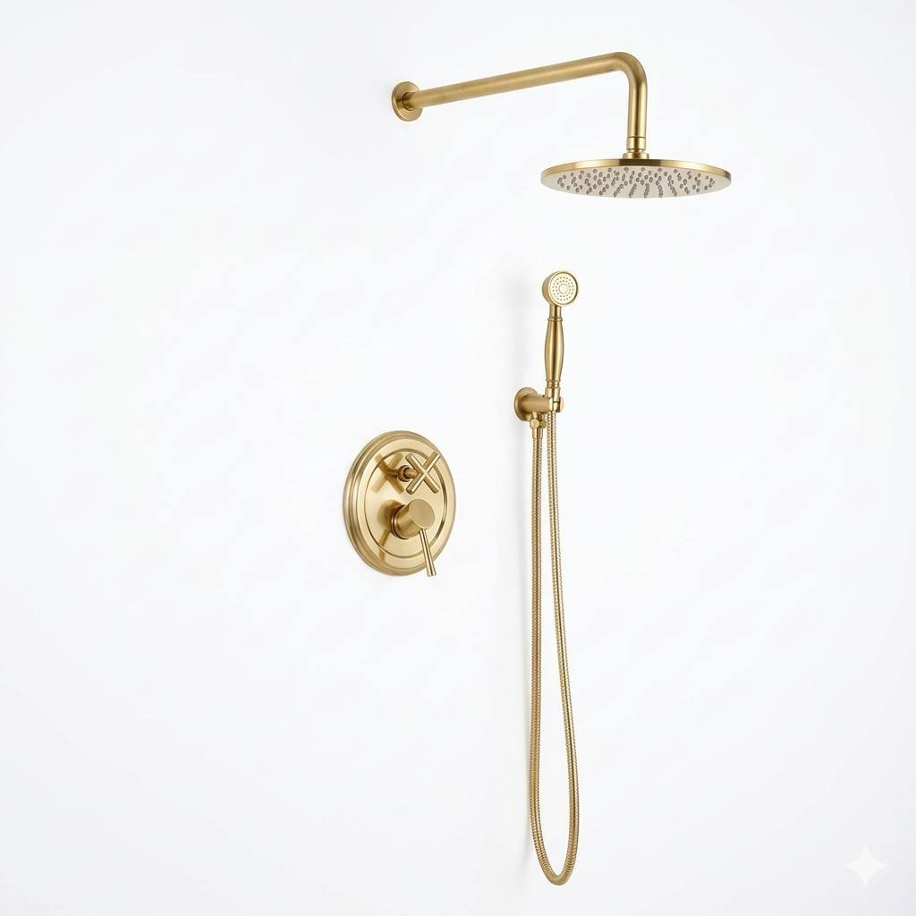 Oslo Unlacquered Brass Rainfall Shower System