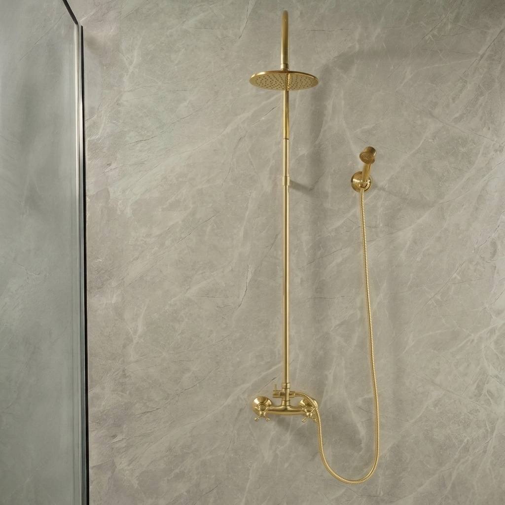 Seattle exposed pipe wall-mount shower – angled view