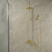 Seattle Unlacquered Brass Exposed Pipe Wall-Mount Shower