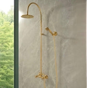Seattle Unlacquered Brass Exposed Pipe Wall-Mount Shower