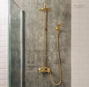 Marino Unlacquered Brass Exposed Pipe Shower Set