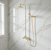 Marino Unlacquered Brass Exposed Pipe Shower Set