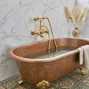 Unlacquered Brass Wall-Mount Telephone Tub Faucet – Hand Shower