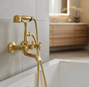Unlacquered Brass Wall-Mount Telephone Tub Faucet – Hand Shower