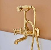Unlacquered Brass Wall-Mount Telephone Tub Faucet – Hand Shower