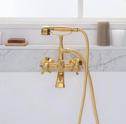Unlacquered Brass Wall-Mount Telephone Tub Faucet – Hand Shower