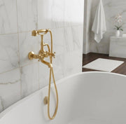 Unlacquered Brass Wall-Mount Telephone Tub Faucet – Hand Shower