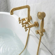 Auren Unlacquered Brass Clawfoot Tub Faucet | Hand Shower