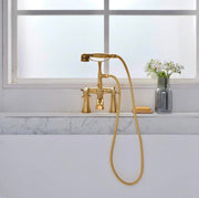 Unlacquered Brass Deck-Mount Telephone Tub Faucet | Hand Shower