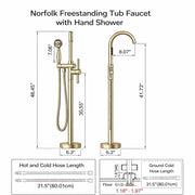 Norfolk Unlacquered Brass Freestanding Tub Faucet