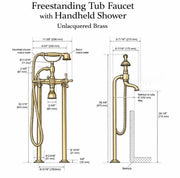 Hawaii Unlacquered Brass Freestanding Telephone Tub Filler