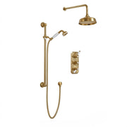 Patina Unlacquered Brass Thermostatic Two-Outlet Shower Valve