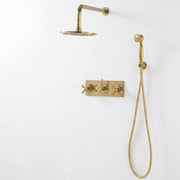 Pasadena Unlacquered Brass Shower System – Rainfall & Hand Shower