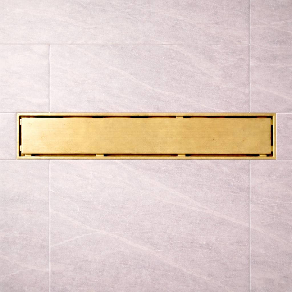 Unlacquered Brass Linear Shower Drain – 24 in. Reversible Cover