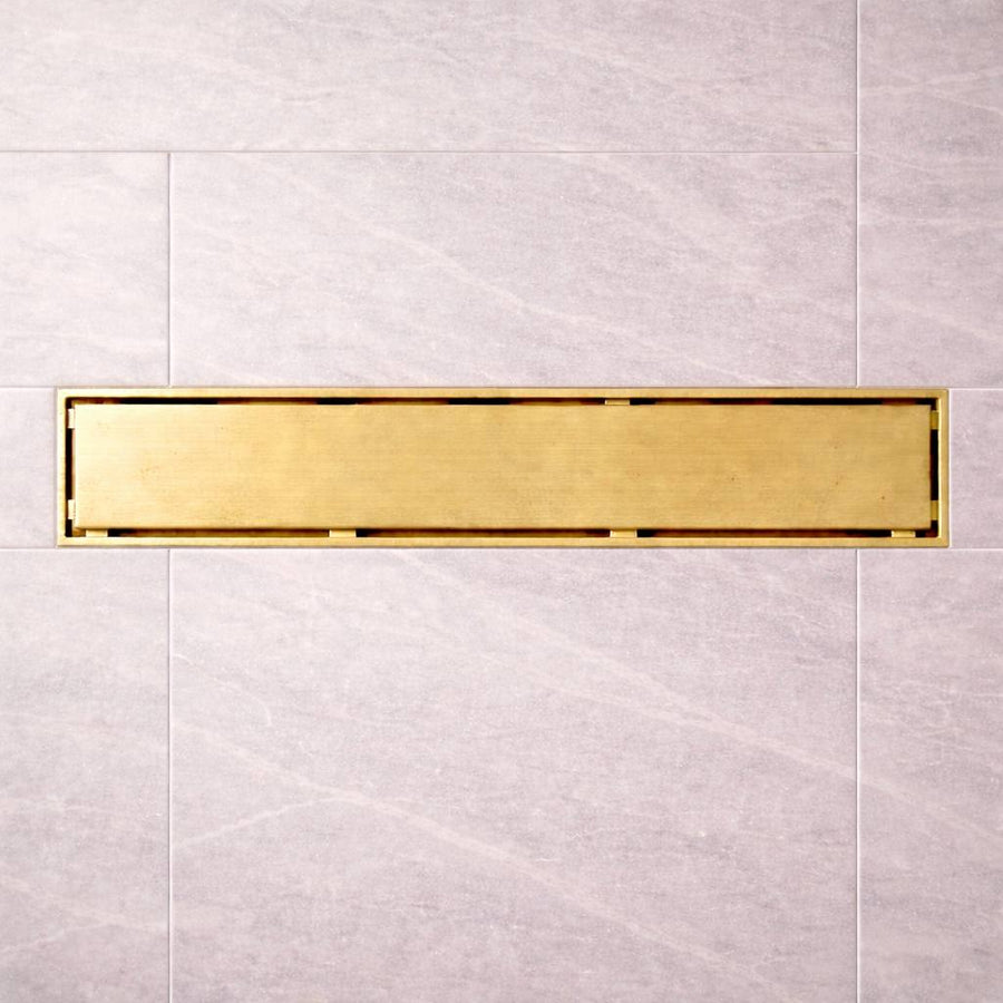 Unlacquered Brass Linear Shower Drain – 24 in. Reversible Cover