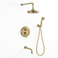 Unlacquered Brass Rain Shower Combo – Handheld & Tub Spout