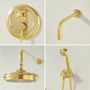 Unlacquered Brass Rain Shower Combo – Handheld & Tub Spout
