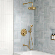 Unlacquered Brass Rain Shower Combo – Handheld & Tub Spout