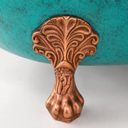 Turquoise Patina Copper Slipper Bathtub with Clawfoot Legs