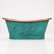 Handcrafted Turquoise Patina Copper Freestanding Bathtub
