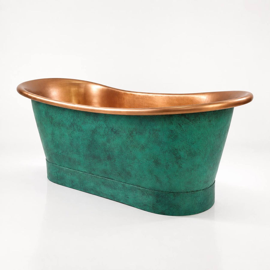 Handcrafted Turquoise Patina Copper Freestanding Bathtub