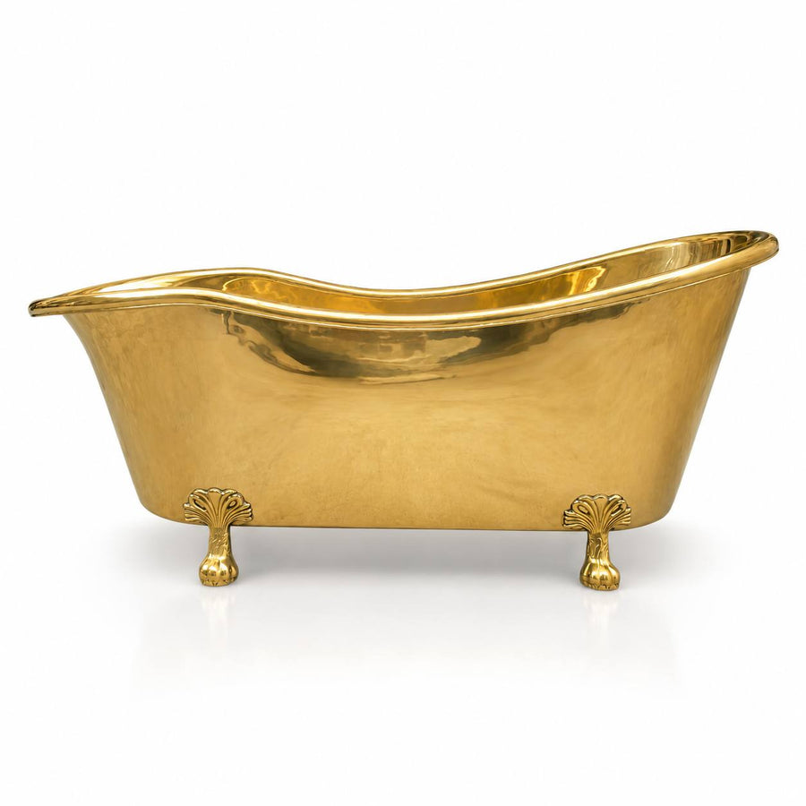 Solid Brass Freestanding Clawfoot Bathtub – Polished Finish