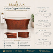 Rustic Antique Copper Freestanding Bathtub – Hand-Applied Patina